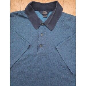 Brooks Brothers 346 Men's Knit Polo Shirt Medium Navy Blue Mercerized Cotton